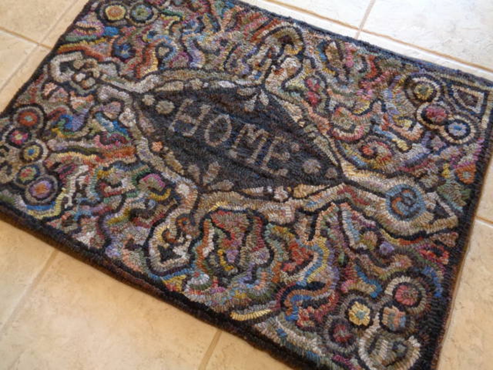Welcome Rug Patterns HOME Welcome Rug Hooking Hooked Pattern on Primitive Linen - Etsy