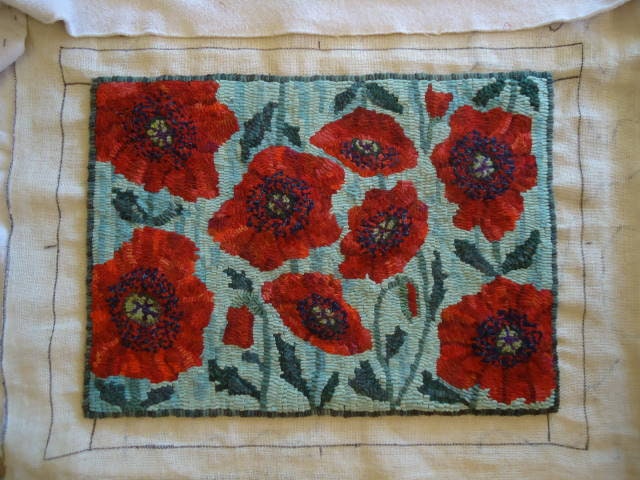 Painterly Poppies Rug Hooking Hooked Pattern on Primitive Linen - Etsy