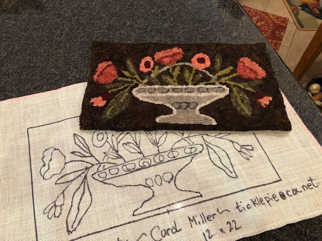 PRIMITIVE Flower Basket Rug Hooking Hooked Pattern With Stunning ...