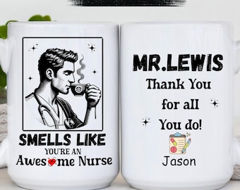 Nurse Personalized Mug, School Nurse Christmas Gift, Coffee Lover Mug, Nurse Appreciation Gift, Gift for Male School Nurse, Funny Nurse Mug