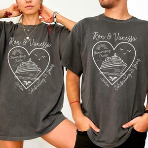 Custom Anniversary Cruise Shirt, Comfort Colors Couples Cruise Tshirts, Personalized Anniversary Gift, Custom Name Matching Family Shirts