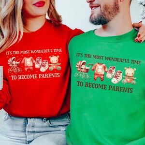 Couples Pregnancy Announcement Sweatshirt, Christmas Maternity, Cute Xmas Pregnancy Sweater for Holiday Party, Couple Xmas Matching Prego