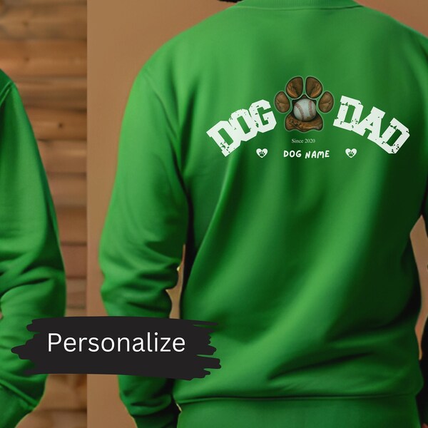 Custom Pet Sweatshirt, Baseball Dad, Personalized Dog Dad Baseball Sweatshirt, Birthday Gift for Dad, Christmas Gift for Dad, Dad Sweatshirt