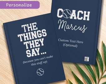Custom Baseball Coach Journal, Funny Gift for Baseball Coach, Personalized Notebook for Baseball Coach Gift from Team, End of Season Gift