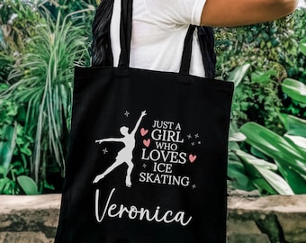Ice Skating Tote Bag, Personalized Gift Bag for Ice Skater, Gift Bag for Figure Skater, Ice Skating Coach Gift Bag, Custom Name Tote Bag