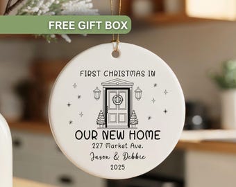 Personalized First Christmas New Home Keepsake Ornament, New Address Ornament Christmas Gift for New Homeowners, New House Gift from Realtor