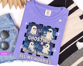 Ghost Summer Shirt, Mental Health Tee, Funny Summerween Tshirt, Trendy Beach Comfort Colors Shirt, Spooky Summer Tees for Halloween Lover