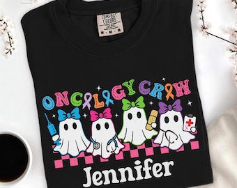 Oncology Crew Halloween Shirt, Personalized Cancer Nurse Team Tshirt, Matching Group Halloween Oncology Dept Name Shirts, Spooky Season Tee