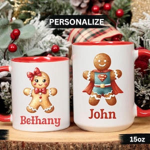 Kids Gingerbread Mug, Personalized Gingerbread Christmas Mug, Xmas Gift for Kids Hot Cocoa Mug, Gift from Teacher, Custom Gift for Students