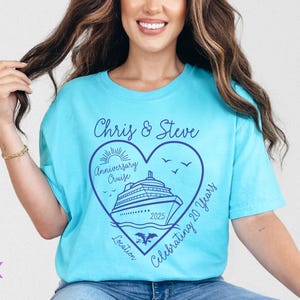 Custom Anniversary Cruise Shirt, Comfort Colors Couples Cruise Tshirts, Personalized Anniversary Gift, Custom Name Matching Family Shirts