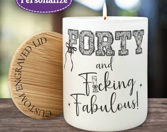 40th Birthday Gift, Personalized 40th Birthday Candle for Women, Black Lace Coquette 40 and Fabulous Custom Name Funny BestFriend Gifts