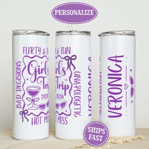 Funny Girls Trip Tumbler, Personalized Girls Trip Gifts, Coquette Girls Vacation Tumbler, Girls Weekend 20oz Tumbler, Custom Name Tumbler