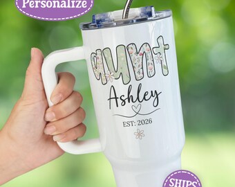 Personalized Aunt Gift, Custom Name Aunt Tumbler Birthday Gift for Aunt Christmas Gift, Promoted to Aunt Pregnancy Announcement Gift
