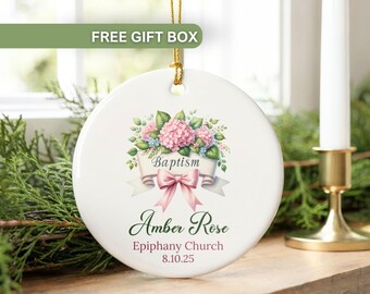 Personalized Baptism Ornament for Girl, Christening Ornament, Baptism Gift for Girl, Christening Gift, Goddaughter Gift