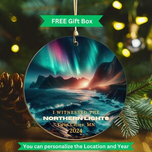 Northern Lights Christmas Ornament, Personalized Ornament Xmas Gift, Aurora Borealis Custom Keepsake Ornament, Christmas Stocking Stuffer