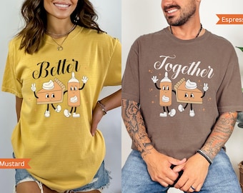 Matching Couples Thanksgiving Shirt, Retro Thanksgiving Pumpkin Pie Shirt, Funny Thanksgiving Shirt, Turkey Day Comfort Colors TShirt