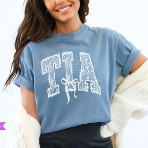Tia Shirt, White Faux Lace Comfort Colors Tshirt, Gift for Mexican Aunt Mother&#39;s Day Pregnancy Reveal Tia Gift from Sister,Tia Birthday Gift