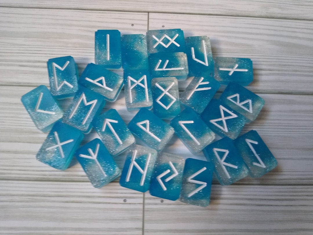 Resign Rune Rune Set, 25 Piece Elder Futhark, Viking, Resin, Handmade Rune Set ...