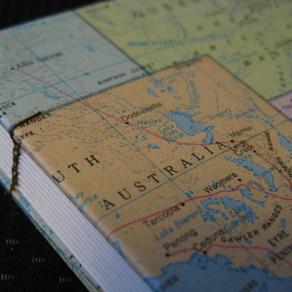 Australia Map Travel Journal with Coptic Binding