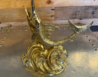 Handcrafted Copper Marlin Sculpture – Elegant Handmade Nautical Art