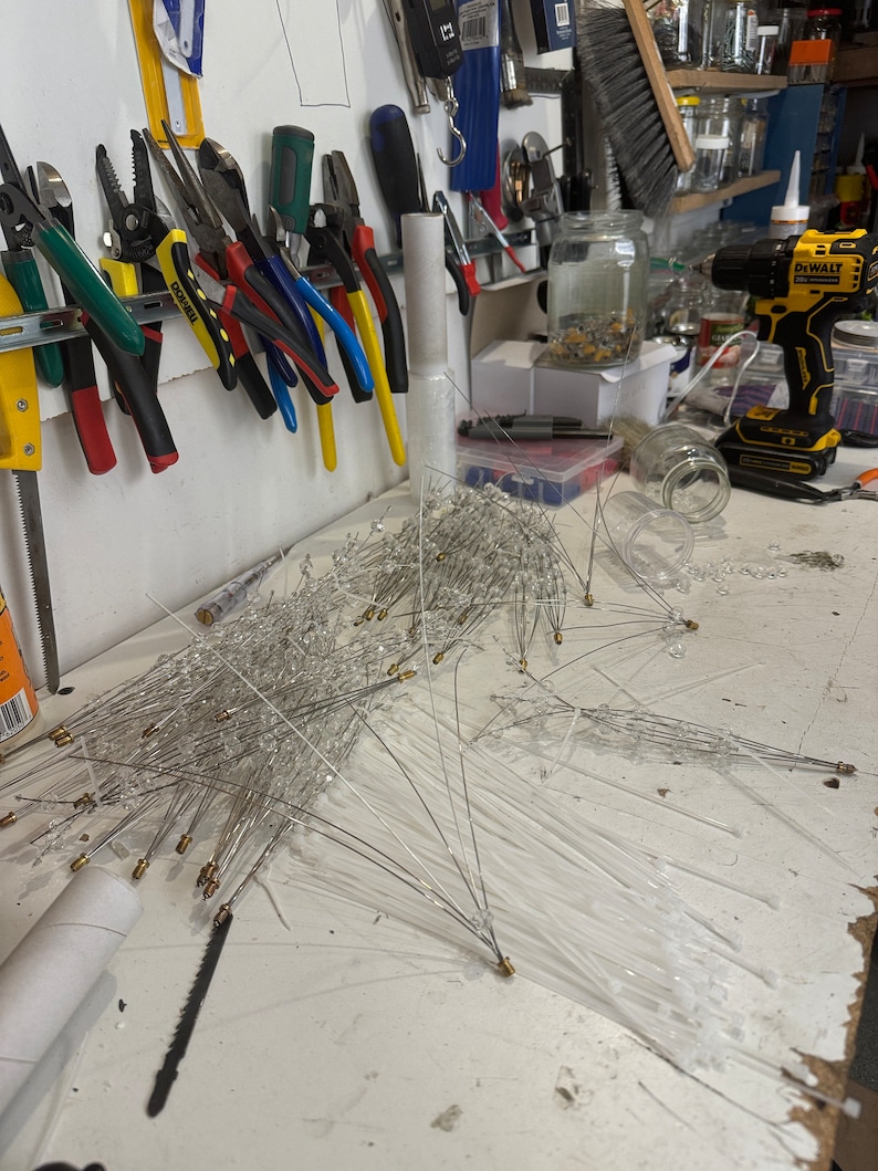 Handgjord Sputnik-ljuskrona - Vintage-inspirerad 50-talsmodern lampa med 16 G9-lampor - FRÅGA OM ANPASSNINGAR bild 9