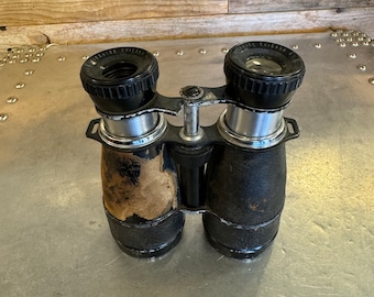 REAL Antique 1930s Black and Silver Binoculars – Vintage Optics Collectible