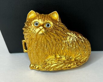 Rare Vintage Mimi Di N Gold Tone Cat Belt Buckle