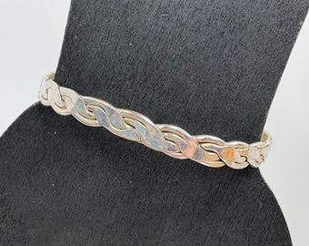 Vintage Handmade Solid Mexican 925 Sterling Silver Braided Woven Bangle Bracelet 8"