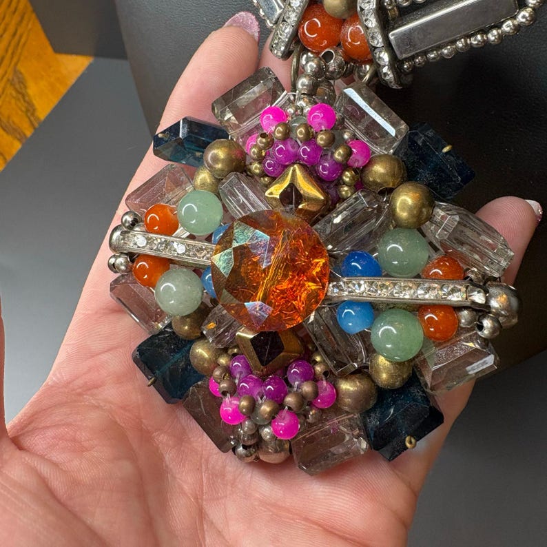 Anthropologie Pam Hiran Chunky Pendant Necklace Statement Necklace 14"/2" image 4