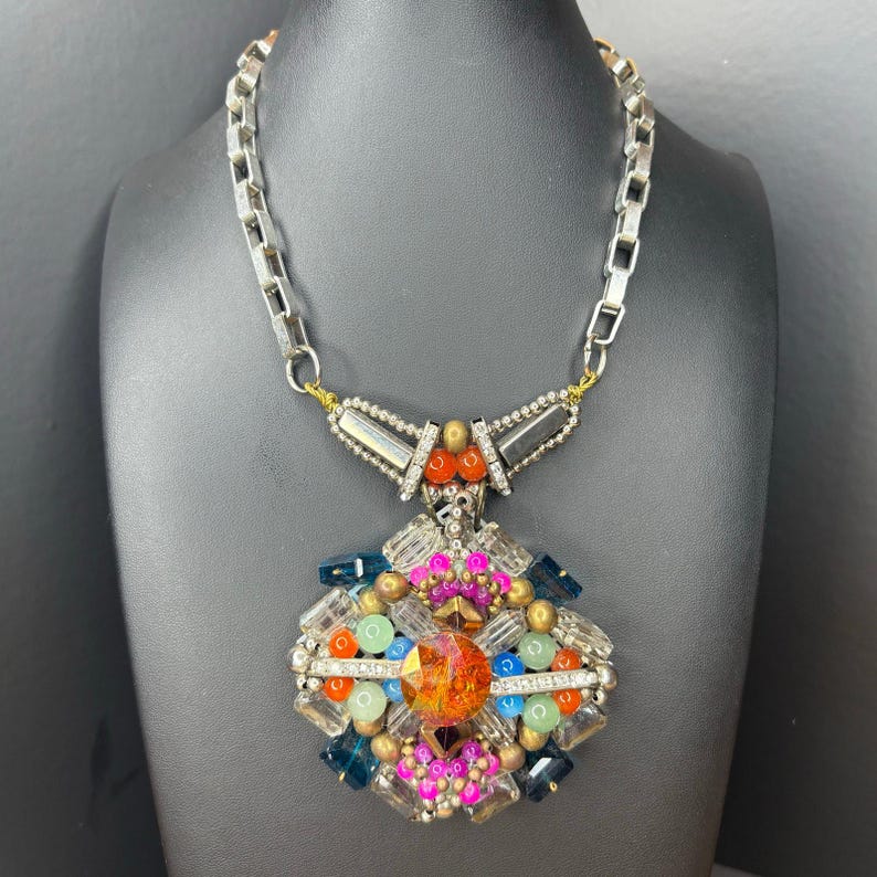 Anthropologie Pam Hiran Chunky Pendant Necklace Statement Necklace 14"/2" image 1