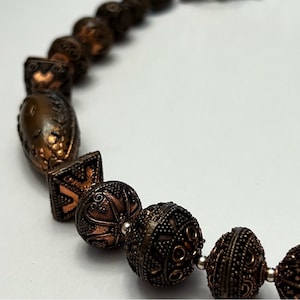 925 Sterling AKR Amy Kahn Russell Bronze Tone Cage Bead Necklace 16&quot;