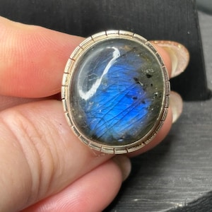 Sterling Silver Labradorite Ring Labradorite Statement Ring Size 7
