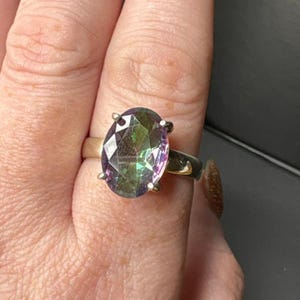 Sterling Silver Mystic Topaz Ring Genuine Mystic Topaz Ring Topaz Statement Ring 9