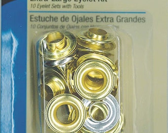 Extra Large EYELET/GROMMET Kit - Gold Finish- 2 Tools