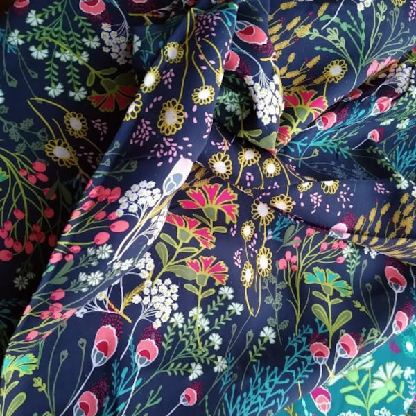 Rayon Challis / Meadow / Navy