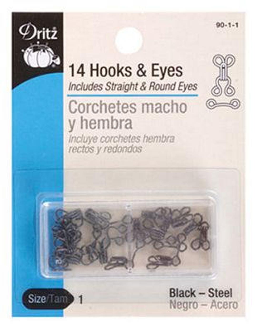 Dritz Sewon Hook and Eye Closures Size 1 14 Count Black Steel Etsy