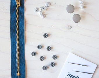 Fly Front Jeans-Making Hardware KIT - Brass, Copper or Nickel