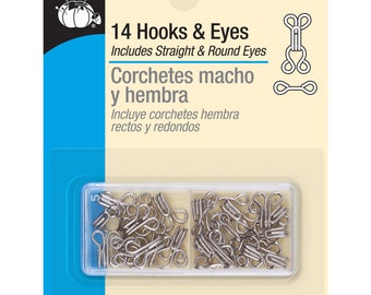 Dritz Sew-on Hook and Eye Closures / Size 2 / 14 Count / Silver or Black