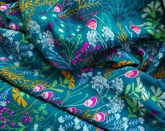Rayon Challis / Meadow / Bright Teal