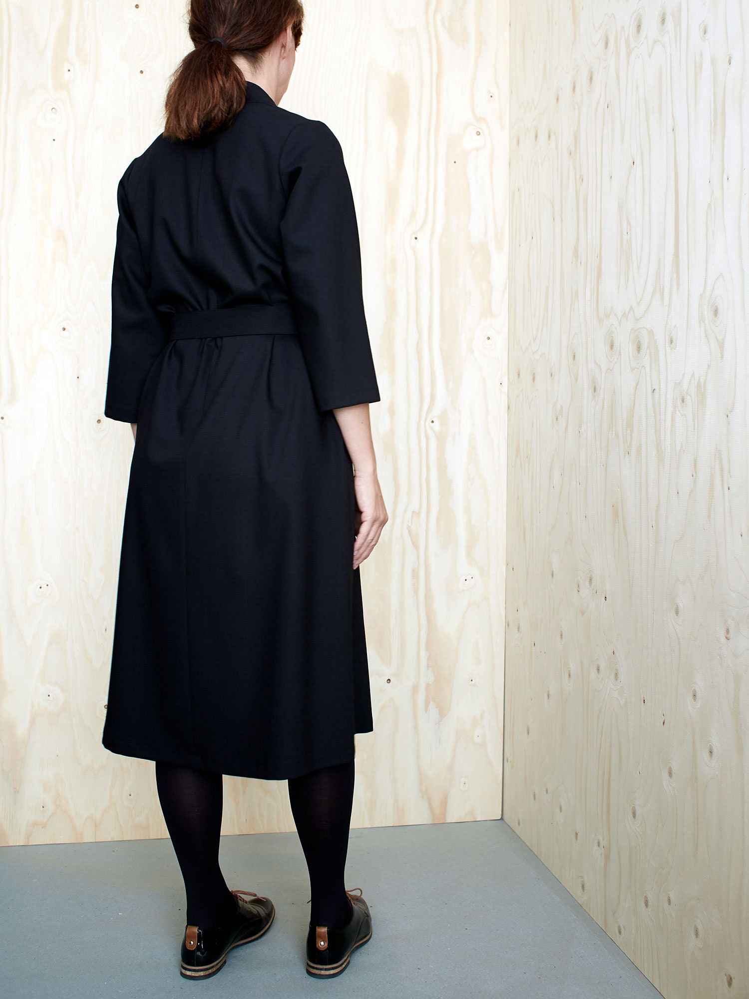 black a line dress 3 4 sleeve Point 3/4 Sleeve Maxi Dress main image 1