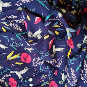 REMNANT! / Rayon Challis / Hummingbird / Violet / 3/8 Yard
