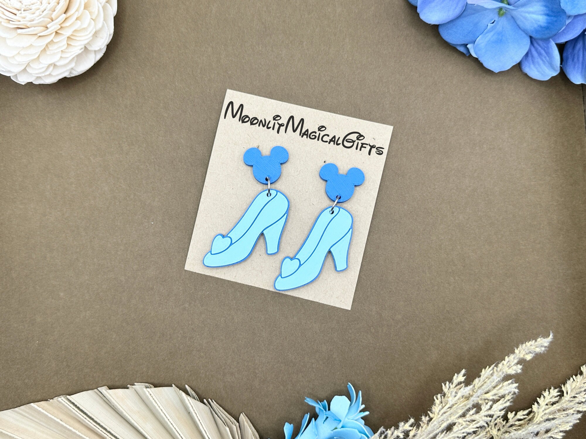 Cinderella Glass Slipper Earrings 3D Printed Cinderella Slipper