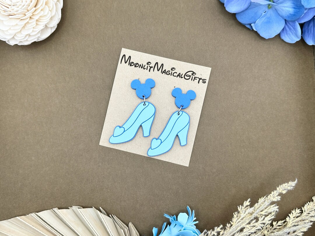Cinderella Glass Slipper Earrings 3D Printed Cinderella Slipper