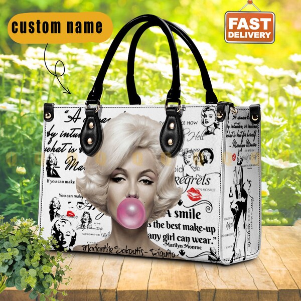 Marilyn Monroe Leather handBag, Marilyn Monroe Bag, Monroe Fan Gift, Gift for fan, Handmade Bag, Custom Bag, Vintage Bags, Woman Purse