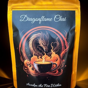 Dragonflame Chai – Würziges Kräutertee-Pulver | Kein Koffein | Energie Mischung | Kleine Charge Wellness Ritual | Kakao, applizierte Pilze, Gewürze