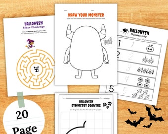 Halloween Activity Pack, Printable Kids Games, Coloring Pages (PDF)