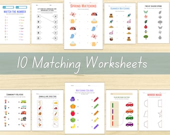 Printable Matching Worksheets, Match the Picture, Kindergarten Preschool Activity, Busybook, Educational Pages