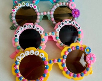 Kids Custom Sunglasses | Personalized Flower Sunglasses | gift for girl | birthday gift | Girls sunglasses | rhinestone sunglasses