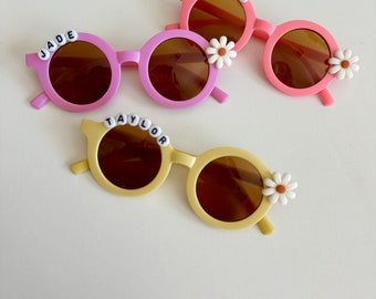 Lunettes de soleil personnalisées pour enfants | Nom Lunettes de soleil | Lunettes de soleil fleuries pour enfants | Lunettes de soleil fleuries | cadeau pour fille | cadeau d'anniversaire pour fille l cotillons