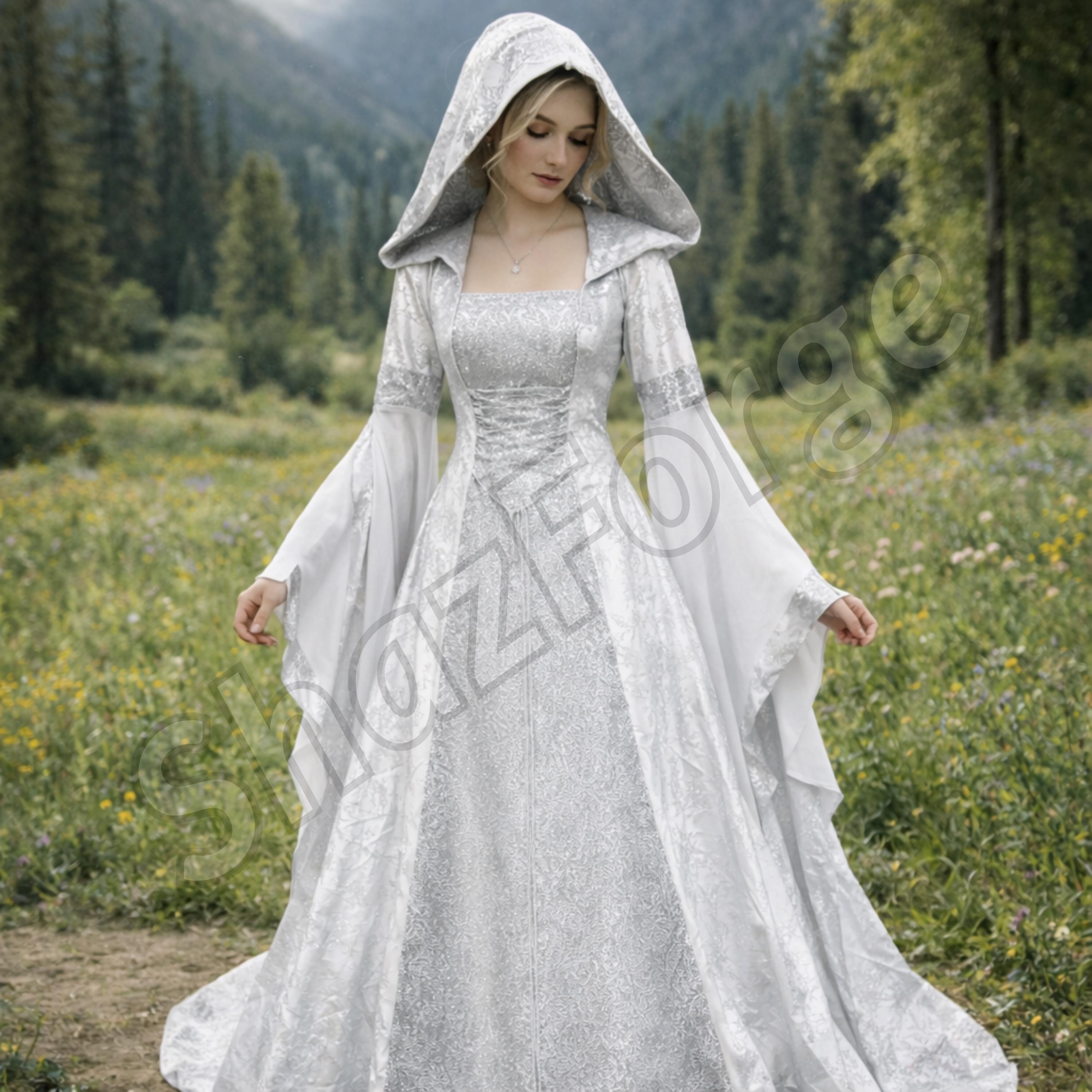 MJGkhiy Vestiti Donna Medievale Vestito Palazzo Manica Lunga Allacciare